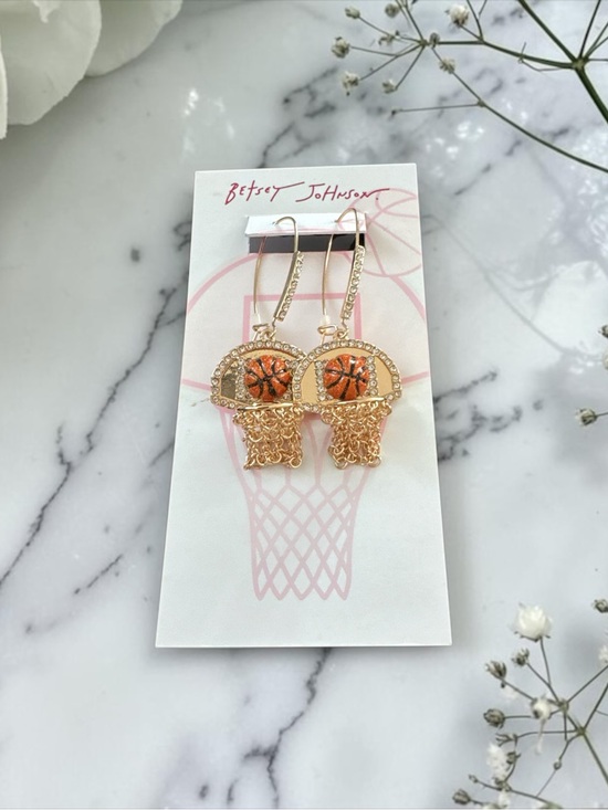 Betsey Johnson Jewelry - Betsey Johnson Gold Basketball Hoop Drop Earrings NWT